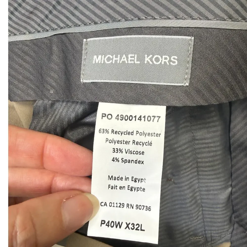 Michael Kors Men's Pleated Solid Classic Fit Pants Tan 40x32 $95